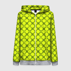 Толстовка на молнии женская Желто зеленый неоновый узор ретро в горох, цвет: 3D-меланж