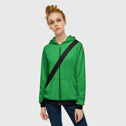 Женская толстовка на молнии Ремень безопасности, зеленый / 3D-Черный – фото 3