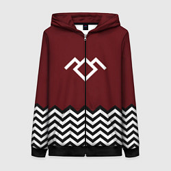 Толстовка на молнии женская Твин Пикс - лого, цвет: 3D-черный