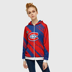 Толстовка на молнии женская Монреаль Канадиенс - брызги, цвет: 3D-белый — фото 2