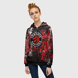 Толстовка на молнии женская Торонто Рэпторс - цветовой хаос, цвет: 3D-черный — фото 2