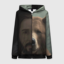 Толстовка на молнии женская Человек-медведь, цвет: 3D-черный