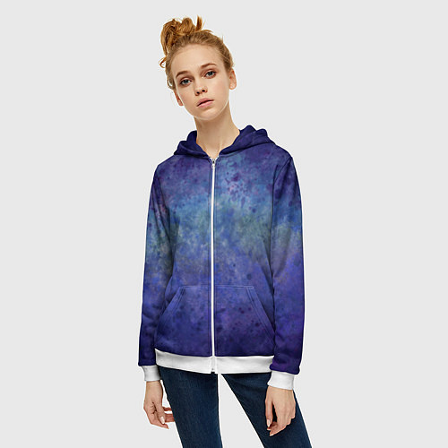 Женская толстовка на молнии Абстракция - blue tunnel / 3D-Белый – фото 3