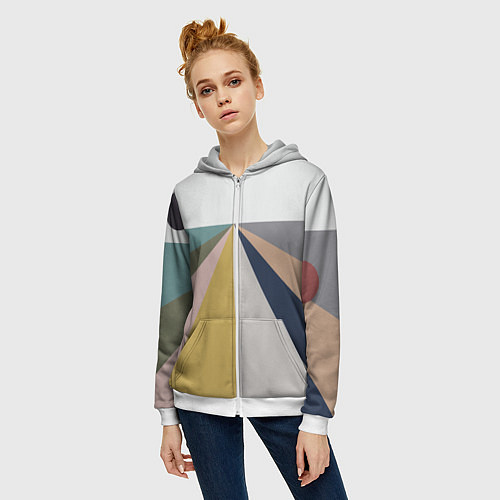 Женская толстовка на молнии Черное солнце красная луна / 3D-Белый – фото 3