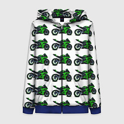 Женская толстовка на молнии Motorbike green