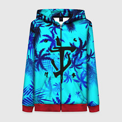 Толстовка на молнии женская Doom неоновые тропики, цвет: 3D-красный