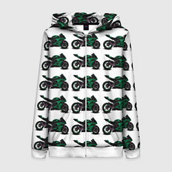 Женская толстовка на молнии Motorbike dark green