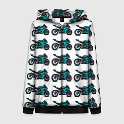 Женская толстовка на молнии Motorbike light blue