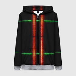 Женская толстовка на молнии Color black green red lines