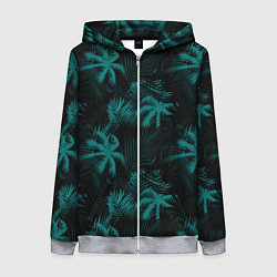 Толстовка на молнии женская Palm light blue dark, цвет: 3D-меланж