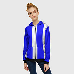 Толстовка на молнии женская Color white blue line, цвет: 3D-черный — фото 2
