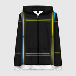 Толстовка на молнии женская Neon yellow blue, цвет: 3D-белый