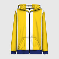 Толстовка на молнии женская Color yellow white line, цвет: 3D-синий