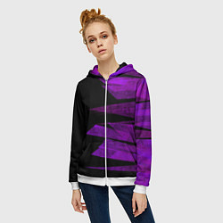 Толстовка на молнии женская Color purple black stripes, цвет: 3D-белый — фото 2