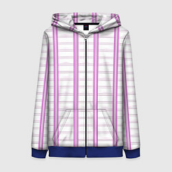 Женская толстовка на молнии Color white cage pink line
