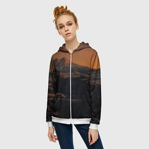 Женская толстовка на молнии Эльбрус / 3D-Белый – фото 3