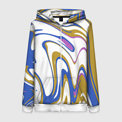 Толстовка на молнии женская Цветные вихри, цвет: 3D-белый