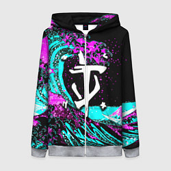 Женская толстовка на молнии Doom самураи неоновая волна