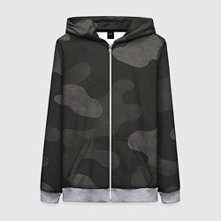 Женская толстовка на молнии Черно-серый камуфляж