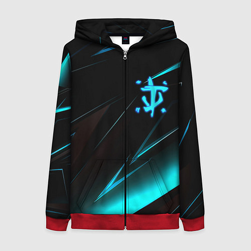 Женская толстовка на молнии Doom neon stripes / 3D-Красный – фото 1