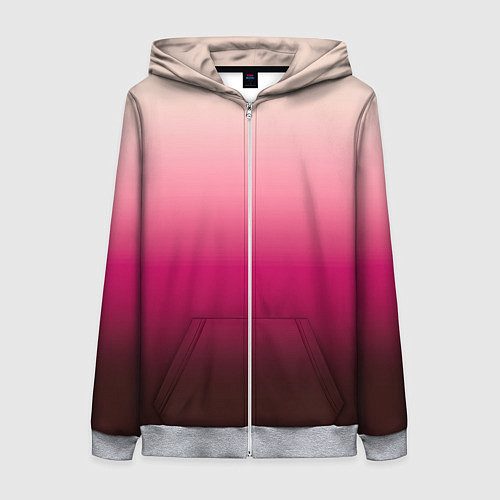 Женская толстовка на молнии Градиент transcendent pink омбре / 3D-Меланж – фото 1
