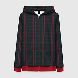 Женская толстовка на молнии Color dark cage red stripes