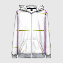 Толстовка на молнии женская Color white pink yellow stripes, цвет: 3D-меланж