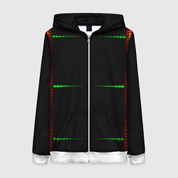 Женская толстовка на молнии Color black green orange stripes