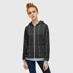Толстовка на молнии женская Color grey white lines, цвет: 3D-меланж — фото 2