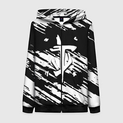 Толстовка на молнии женская Doom краски полосы, цвет: 3D-черный