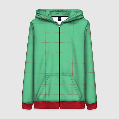 Женская толстовка на молнии Color green stripes / 3D-Красный – фото 1
