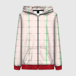 Толстовка на молнии женская Color white stripes, цвет: 3D-красный