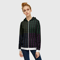 Толстовка на молнии женская Color black multicolored stripes, цвет: 3D-белый — фото 2