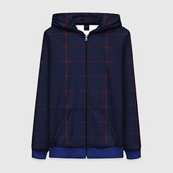 Толстовка на молнии женская Color dark blue red crosses, цвет: 3D-синий