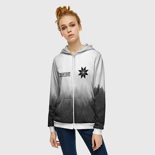 Женская толстовка на молнии Лес - это мой храм / 3D-Белый – фото 3