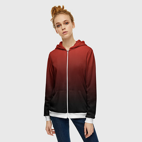 Женская толстовка на молнии Red gradient / 3D-Белый – фото 3