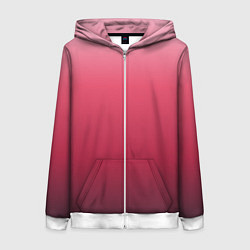 Толстовка на молнии женская Градиент гранатовый, цвет: 3D-белый