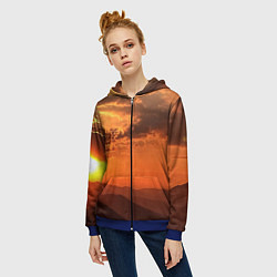 Толстовка на молнии женская Закат на перевале актопрак, цвет: 3D-синий — фото 2