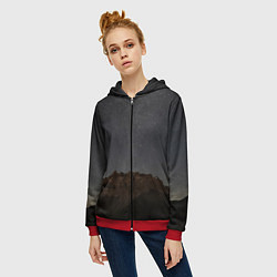 Толстовка на молнии женская Массив Метеген под звездами, цвет: 3D-красный — фото 2