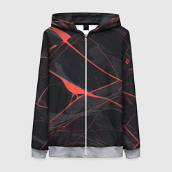 Женская толстовка на молнии Текстура мрамора с красными полосками