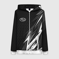 Толстовка на молнии женская Subaru - монохромный черный, цвет: 3D-белый