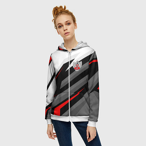 Женская толстовка на молнии Федерация бокса - спортивный / 3D-Белый – фото 3