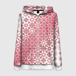 Толстовка на молнии женская Звездная россыпь-розовый, цвет: 3D-белый