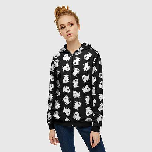 Женская толстовка на молнии Annoying dog pattern - Undertale / 3D-Черный – фото 3