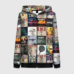 Толстовка на молнии женская Skillet - обложки альбомов и песен, цвет: 3D-черный