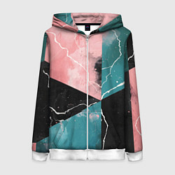 Толстовка на молнии женская Абстракция звёдного неба и молнии, цвет: 3D-белый