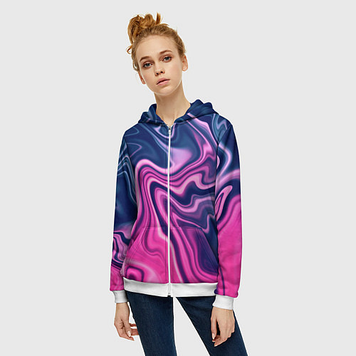Женская толстовка на молнии Абстракция / 3D-Белый – фото 3