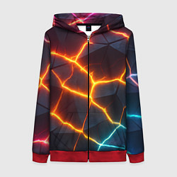Толстовка на молнии женская Разноцветный неон из плит, цвет: 3D-красный