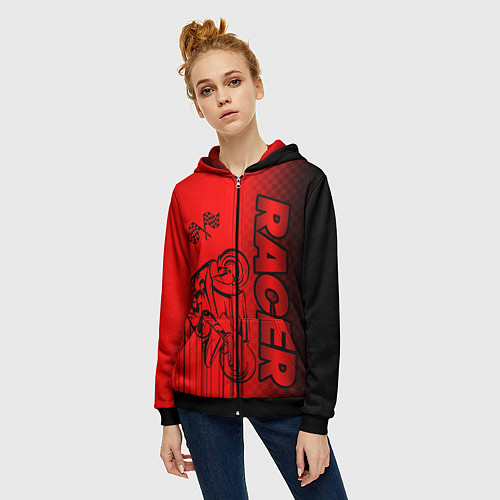 Женская толстовка на молнии Гонщик / 3D-Черный – фото 3