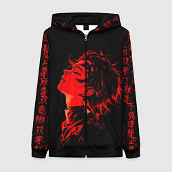 Женская толстовка на молнии Клинок, рассекающий демонов Танджиро и иероглифы